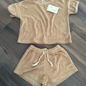 Organic Zoo caramel colored Two-Piece Terry Cloth Set NWT